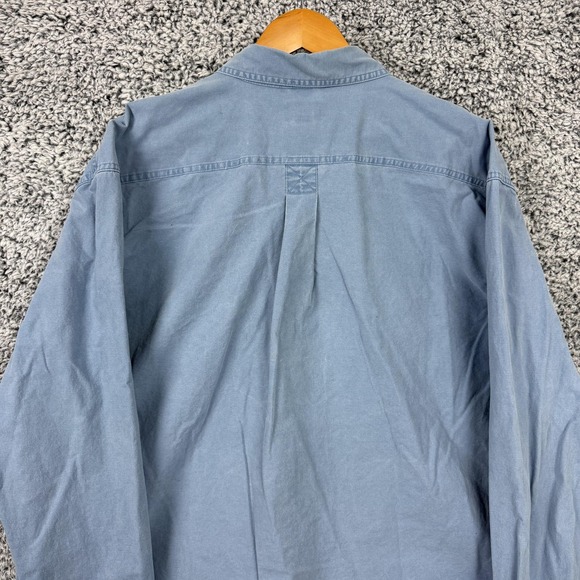 LL Bean Shirt Mens 2XL Blue Elbow Patch Button Front Workwear Outdoor Casual XXL - Picture 7 of 13